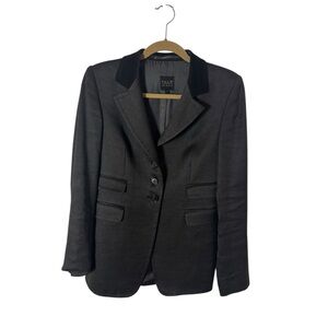 PAUW Amsterdam Women’s Black Wool Velvet-Collar Blazer Size 2